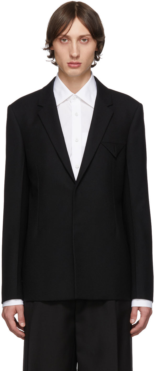 Bottega Veneta: SSENSE Exclusive Black Double Wool Blazer | SSENSE