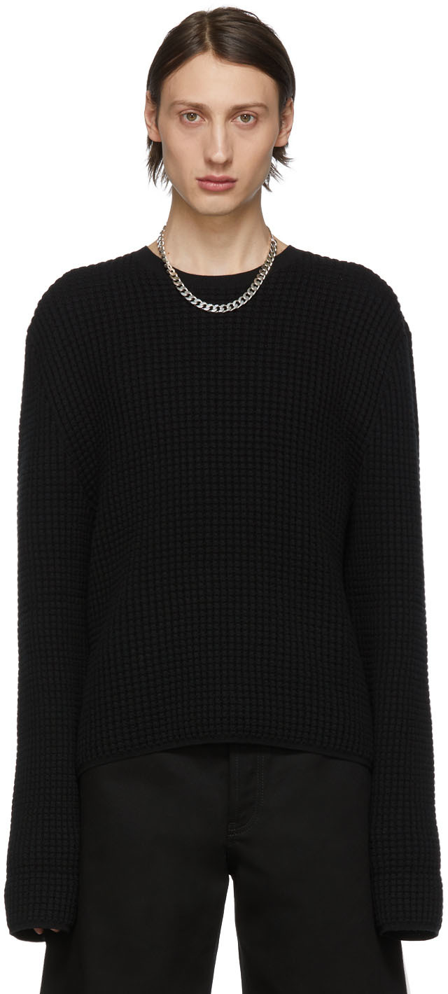 Bottega Black Waffle Knit Sweater SSENSE UK