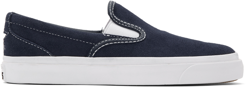 converse navy slip ons