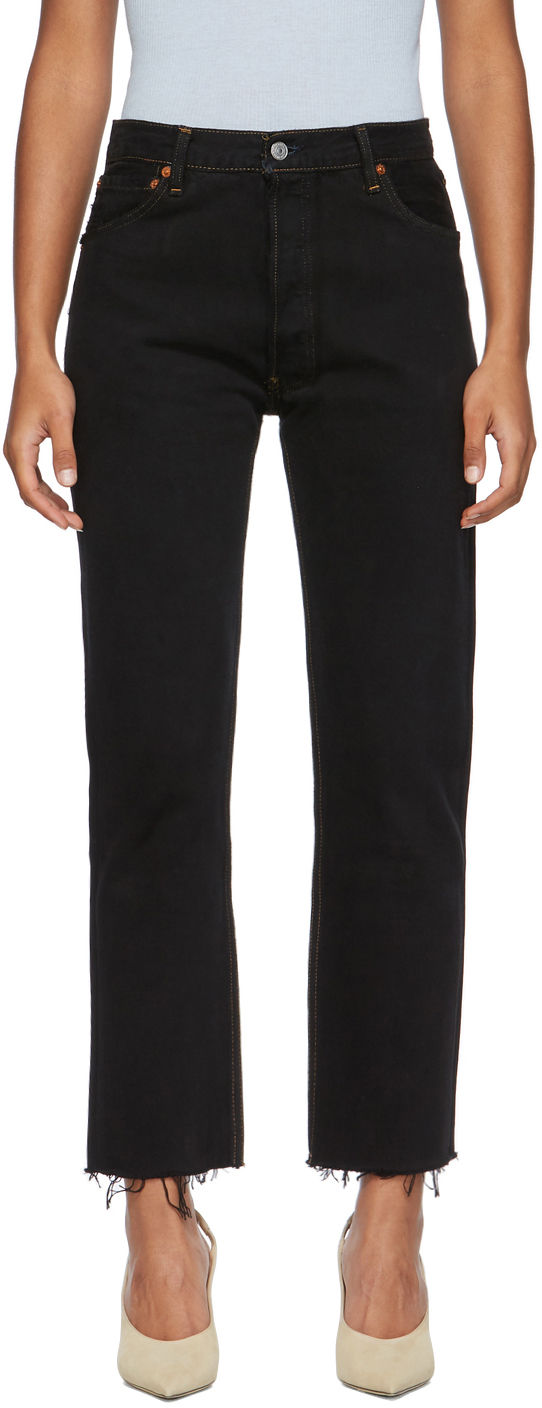 Re/Done Black Levi's Edition HighRise Stove Pipe Jeans SSENSE