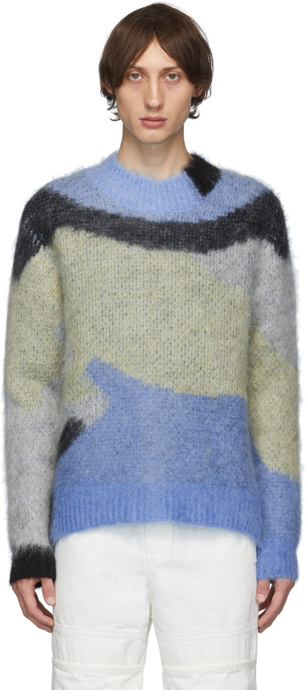 AMBUSH: Blue & Green Mohair Sweater | SSENSE UK