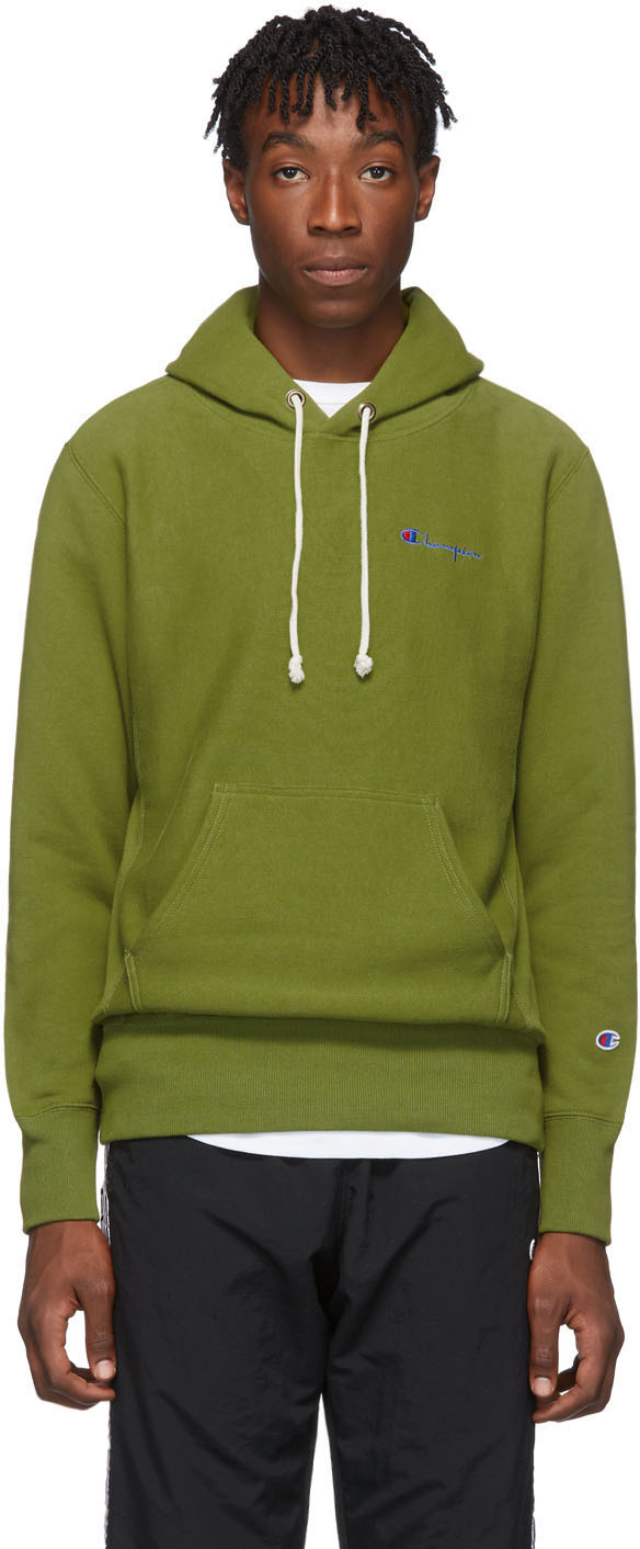 champion reverse weave green hoodie