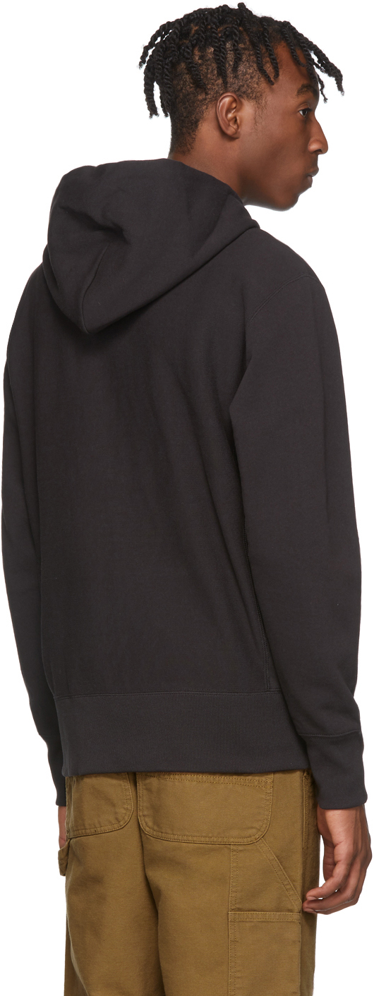 Champion Reverse Weave Black Script Logo Full Zip Hoodie Ssense