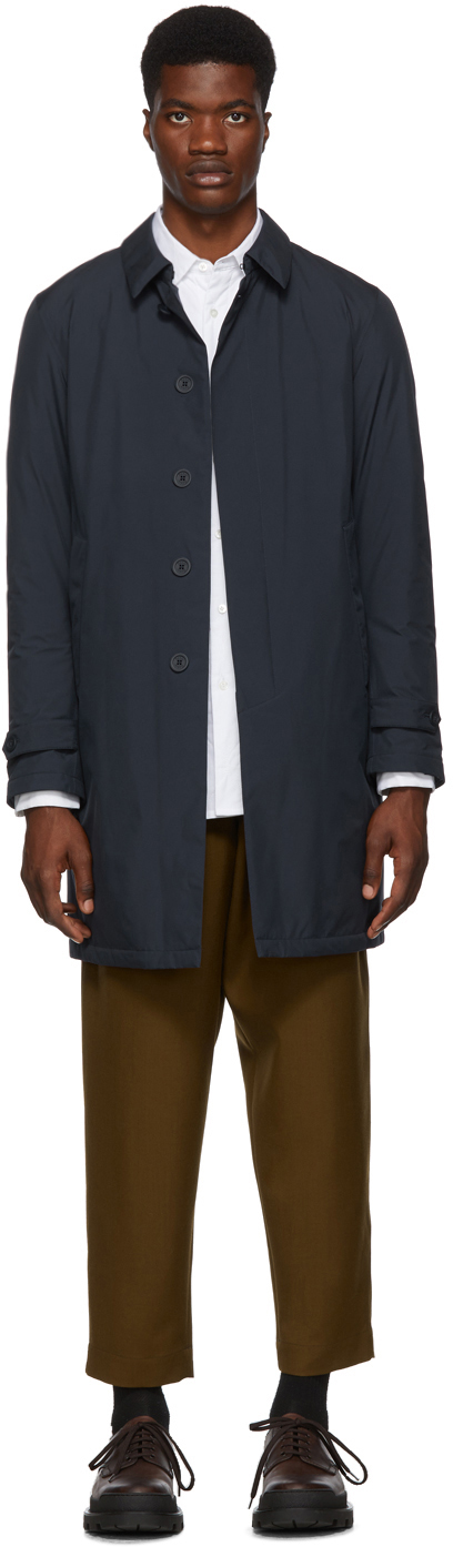 Herno: Navy Down Laminar Tech Car Coat | SSENSE