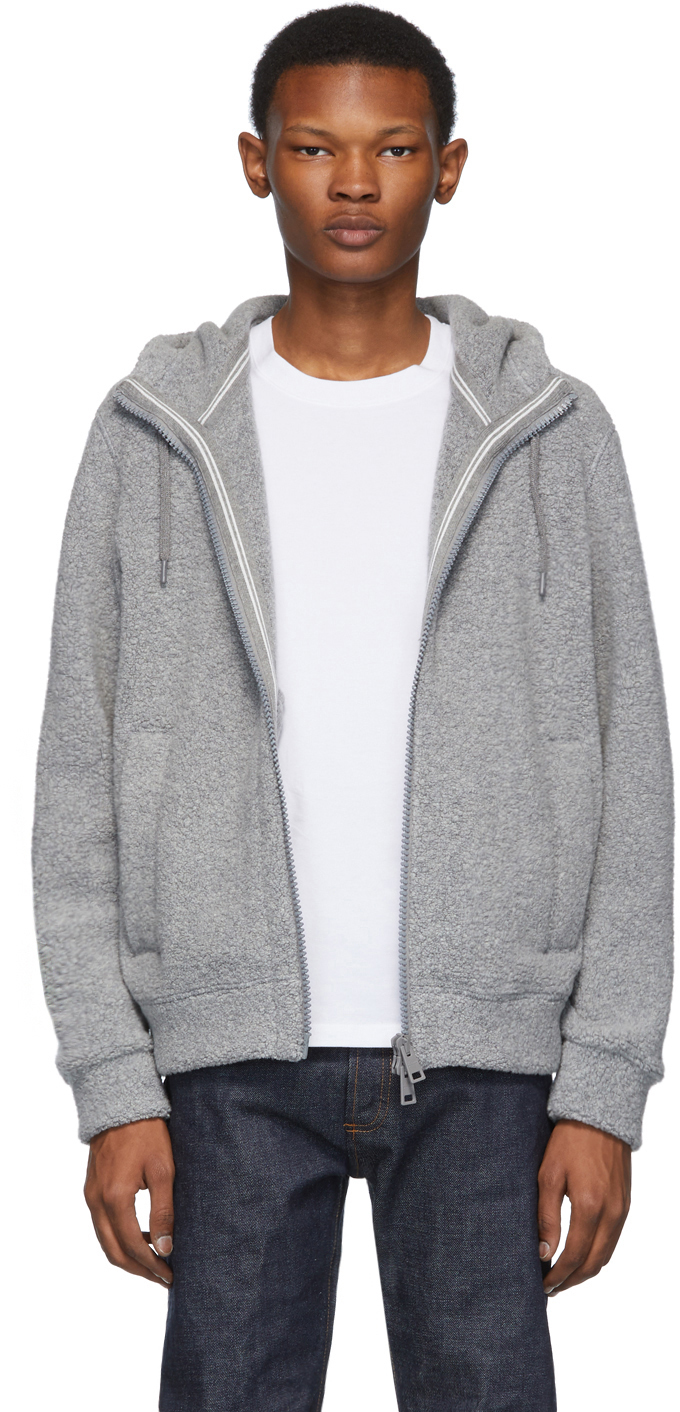 Herno: Grey Fluffy Powder Hoodie Jacket | SSENSE