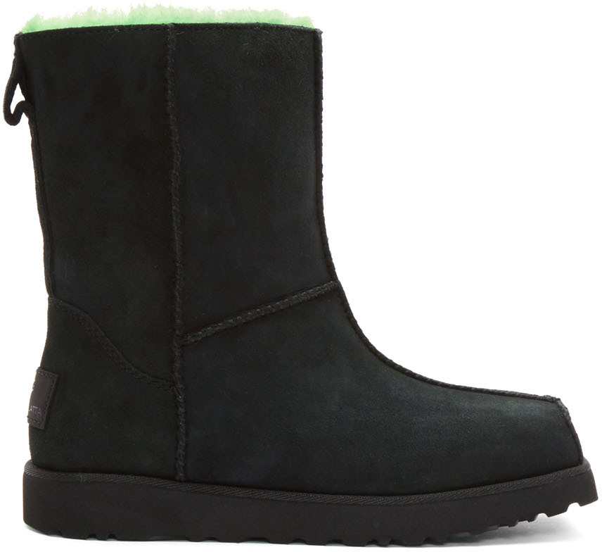 Eckhaus Latta: Black & Green UGG Edition Block Boots | SSENSE Canada