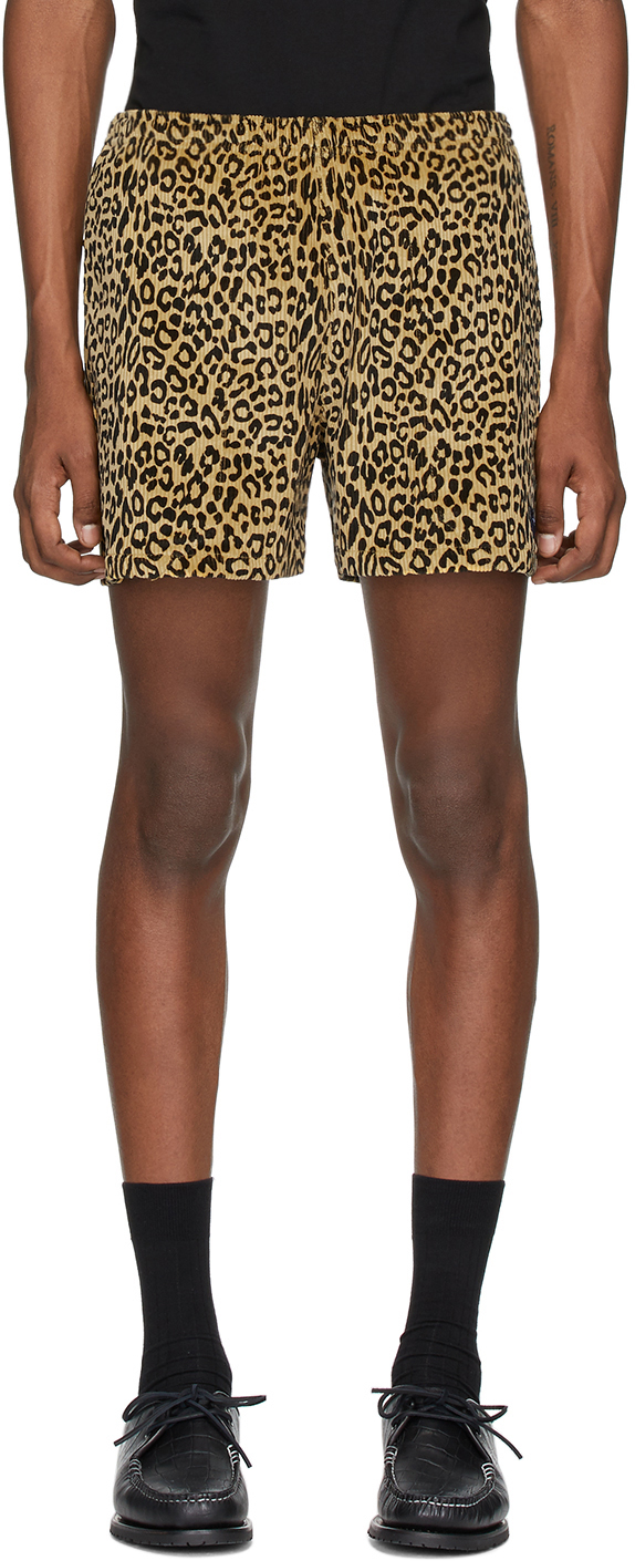 Noah: Beige & Black Corduroy Leopard Shorts | SSENSE