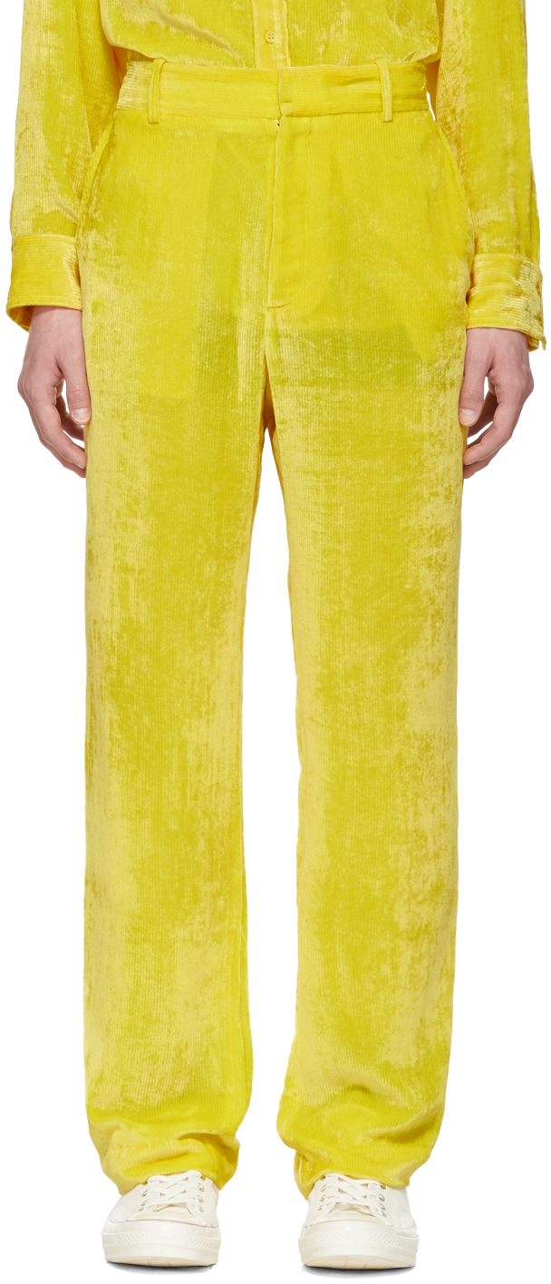 yellow velvet pants