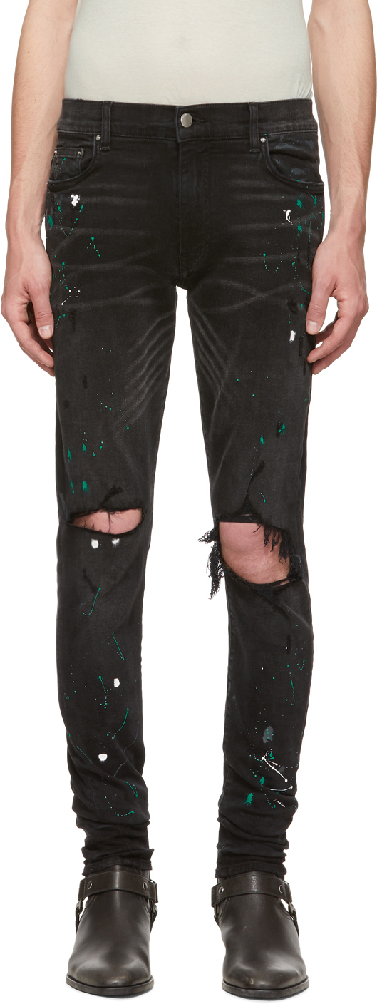 AMIRI: Black Paint Splatter Jeans | SSENSE