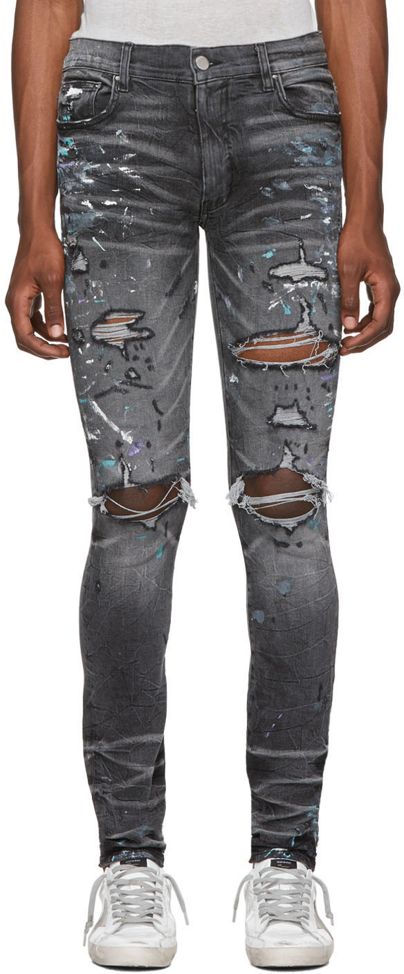 AMIRI Grey Paint Splatter Jeans SSENSE Canada