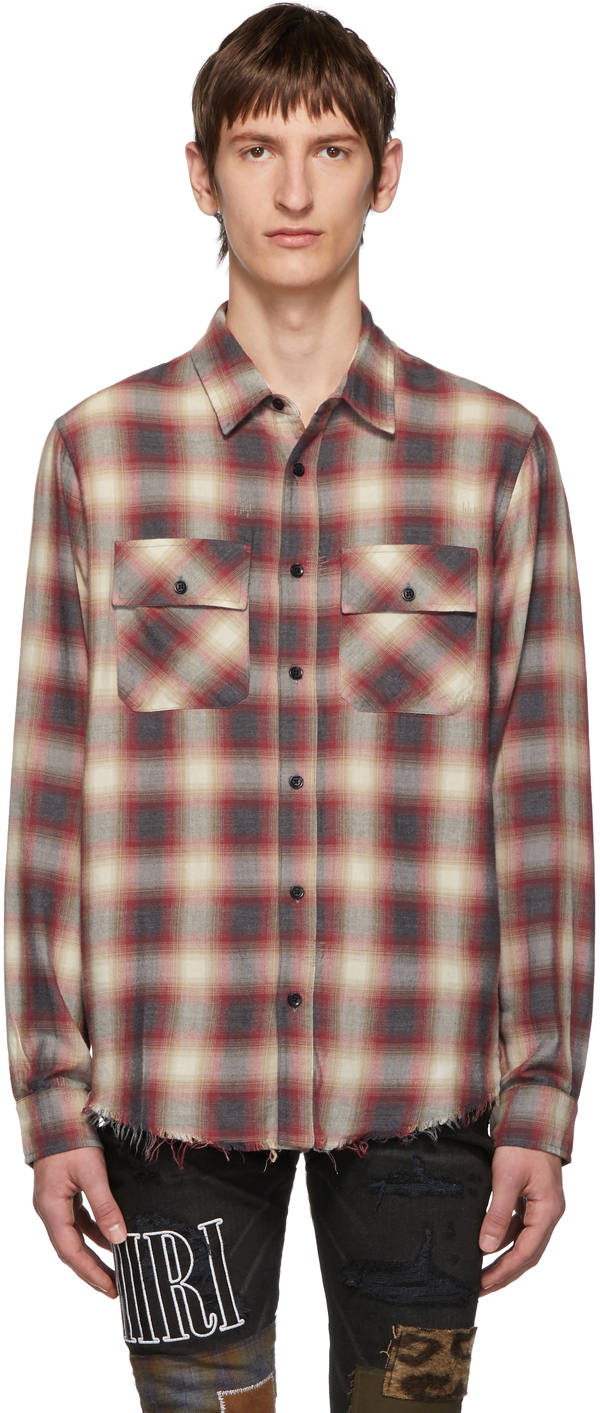 AMIRI: Red & White Flannel Shirt | SSENSE