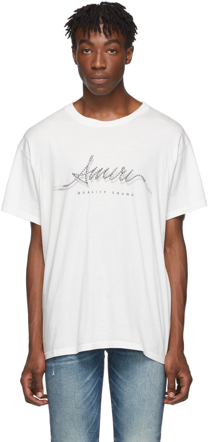 AMIRI: White Corded Logo T-Shirt | SSENSE