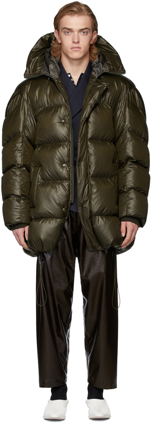 Hed Mayner: Khaki Hooded Puffer Jacket | SSENSE