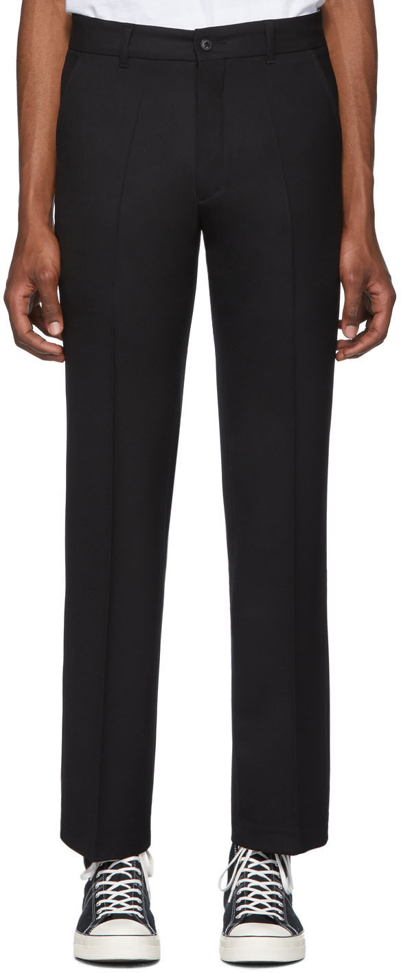 Second/Layer: Black Wool Vintage Boot-Cut Trousers | SSENSE