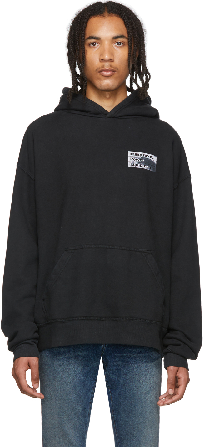 Rhude: Black 'Power Equipment' Hoodie | SSENSE