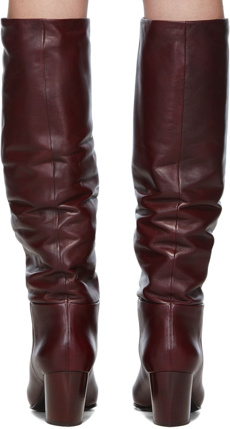 maroon tall boots