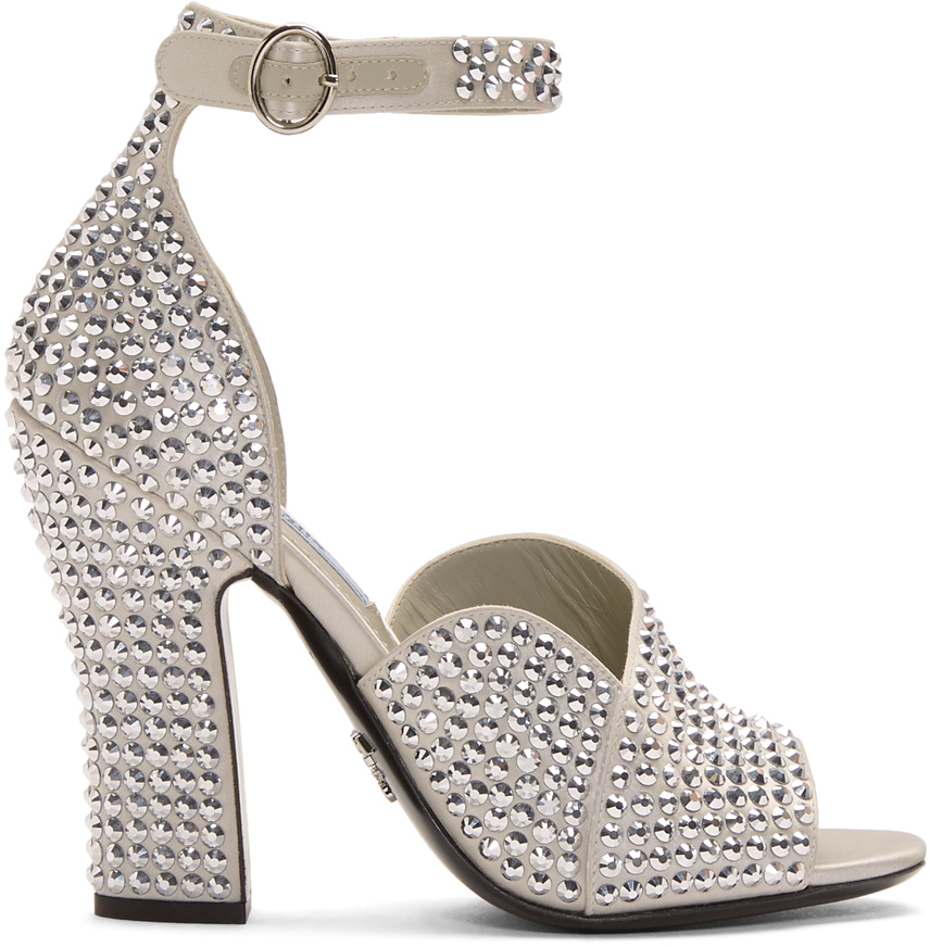 prada silver heels