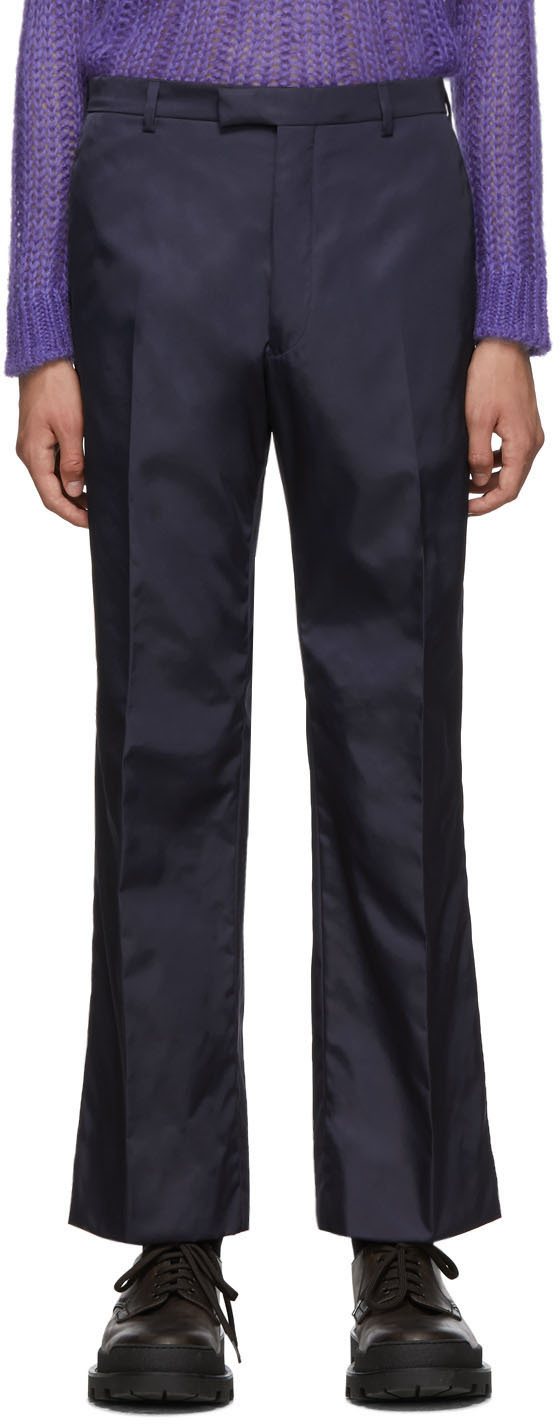 Navy Nylon Gabardine Trousers