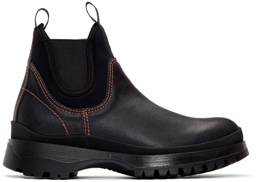 Black Leather \u0026 Neoprene Chelsea Boots 