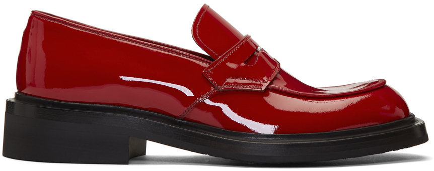 Red Patent Loafers by Prada on Sale