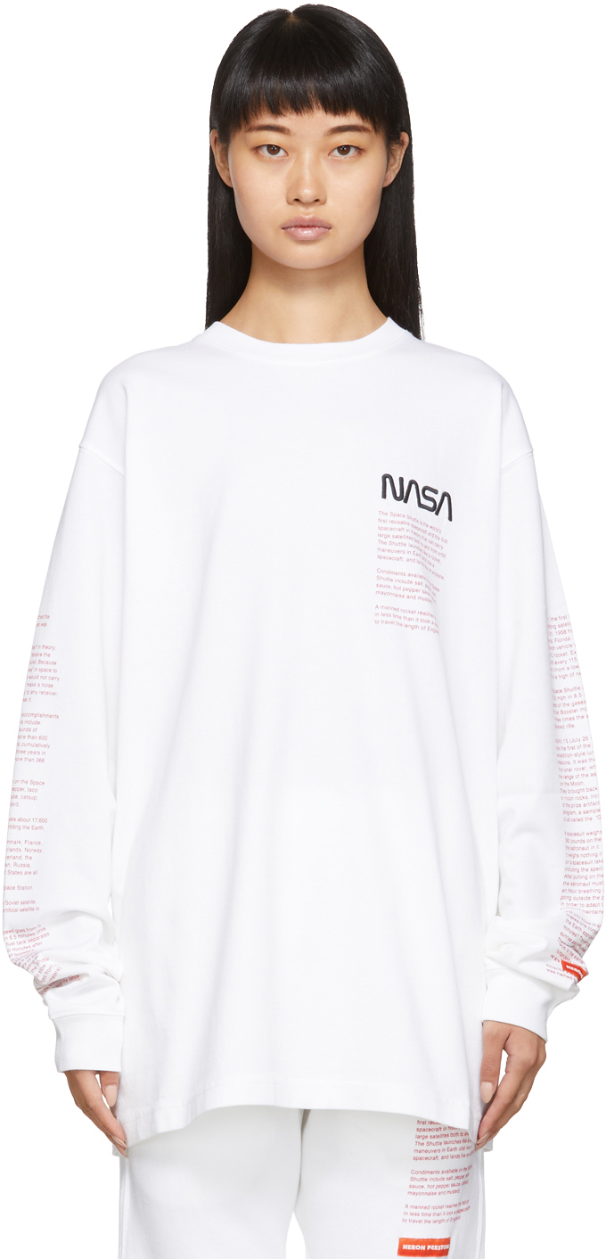 Heron Preston White Facts Long Sleeve T Shirt Ssense