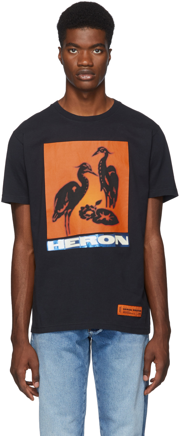 Heron Preston: Black Heron Birds T-Shirt | SSENSE