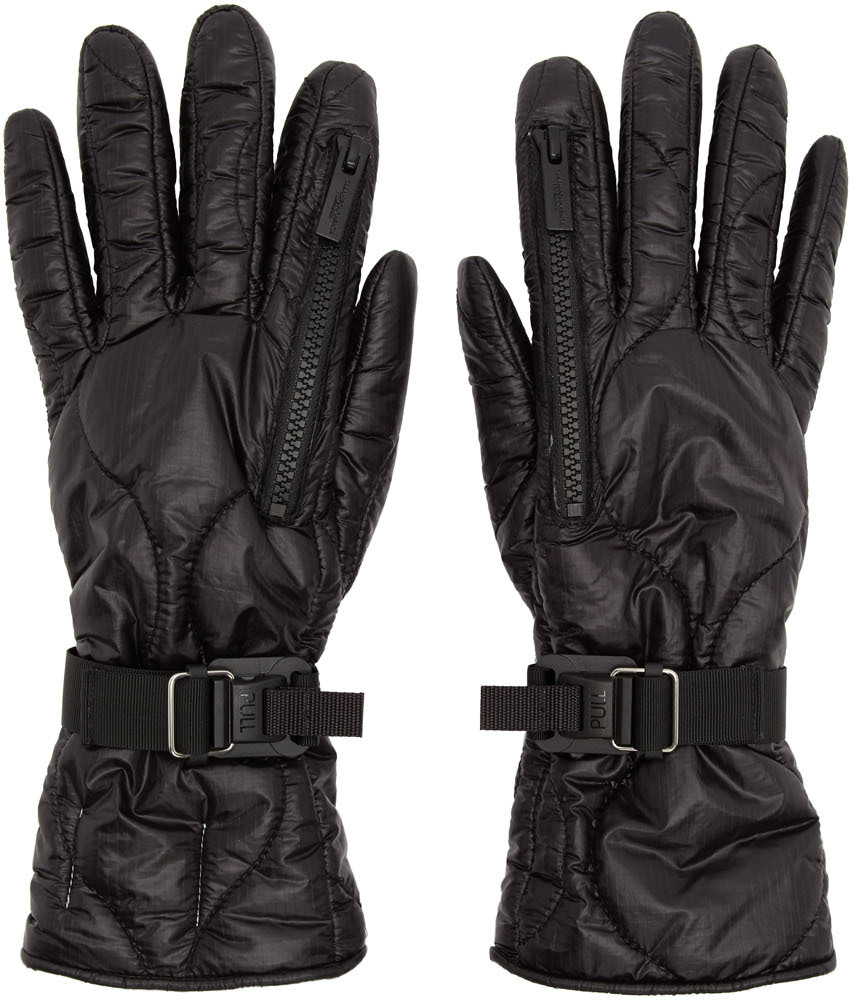 TAKAHIROMIYASHITA TheSoloist.: Black Taffeta Zip Gloves | SSENSE