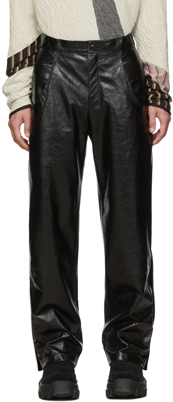 Kiko Kostadinov: Black Leather Irene Trousers | SSENSE UK