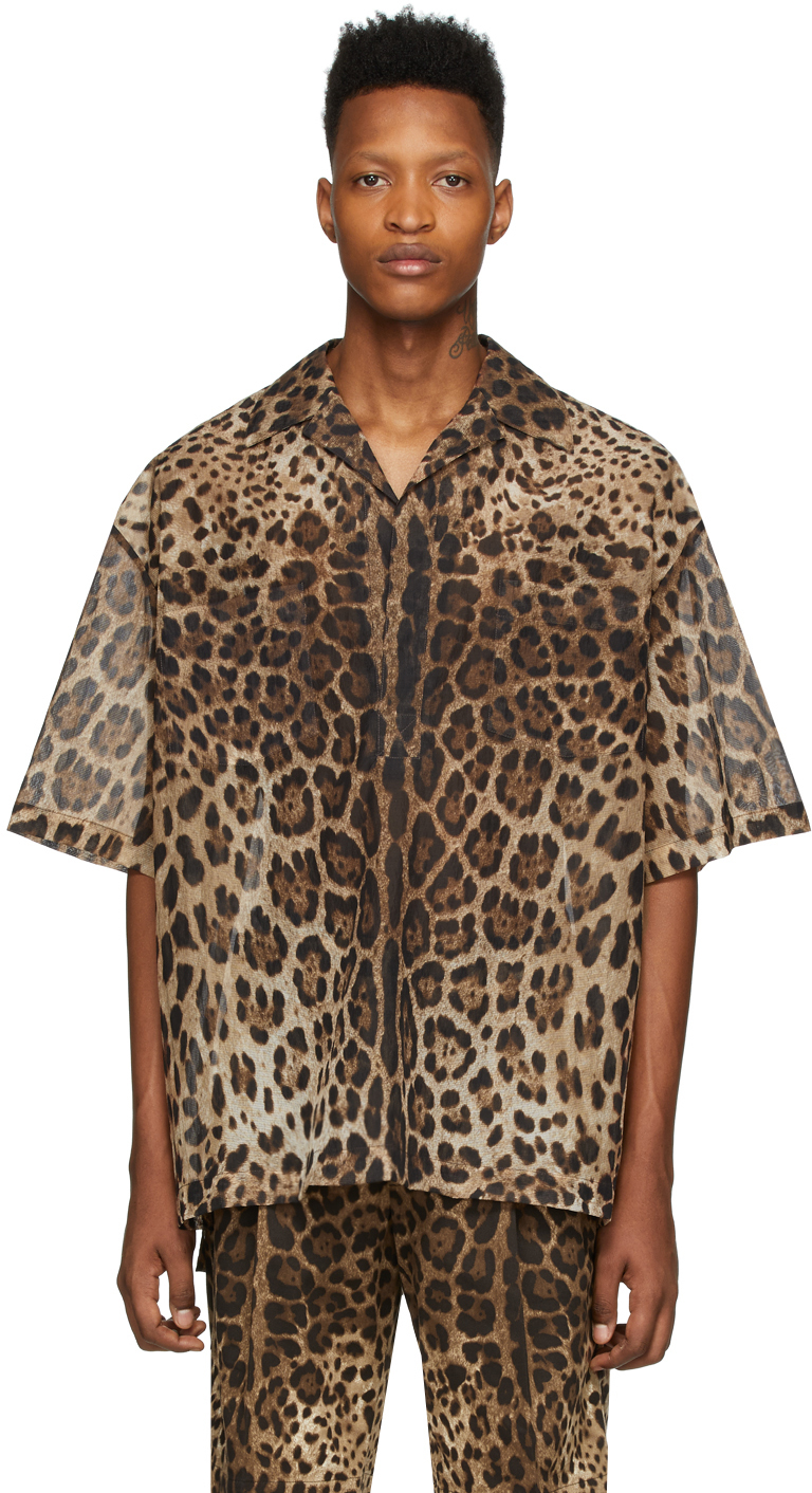Dolce & Gabbana: Brown Ripstop Leopard Shirt | SSENSE