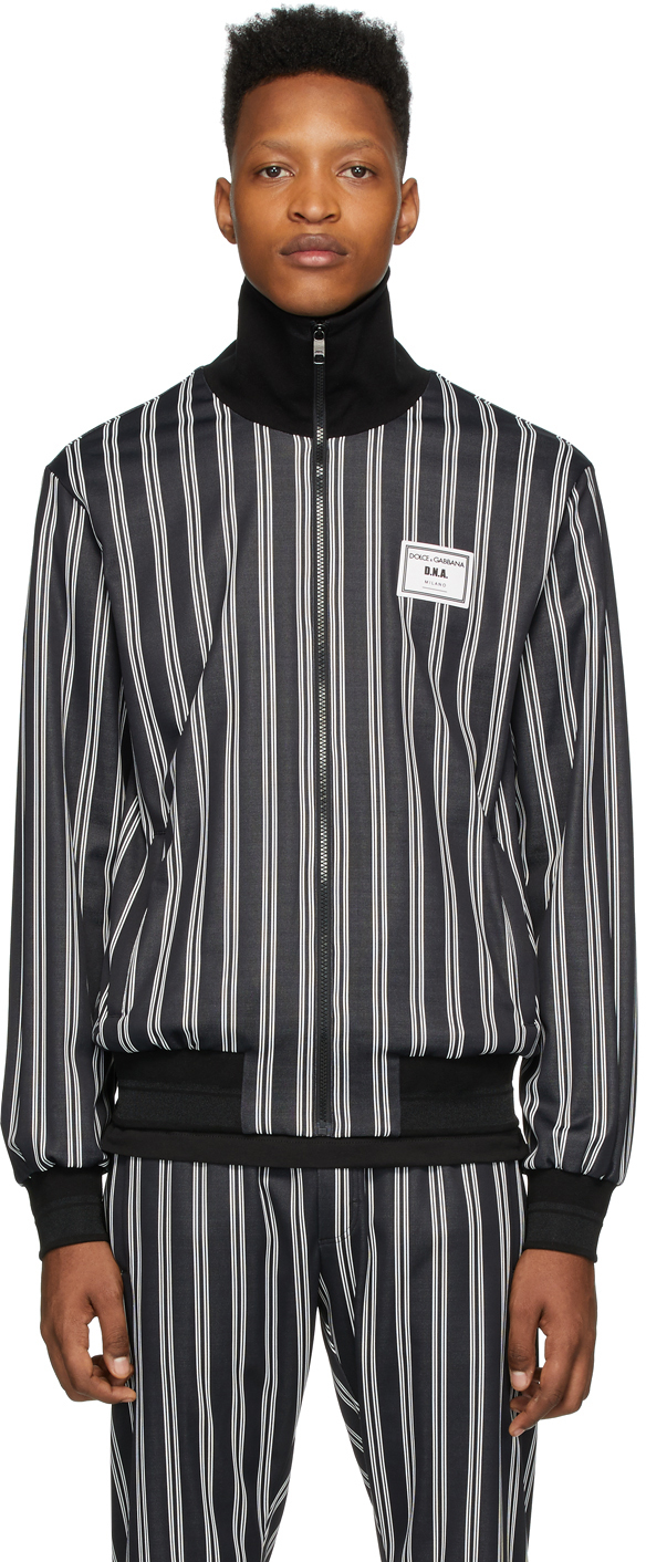 Dolce & Gabbana Black Striped Zip Up Jacket SSENSE