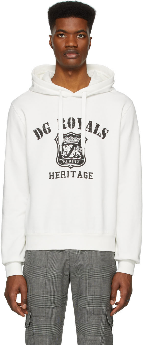 Dolce & Gabbana: White 'DG Royals' Hoodie | SSENSE