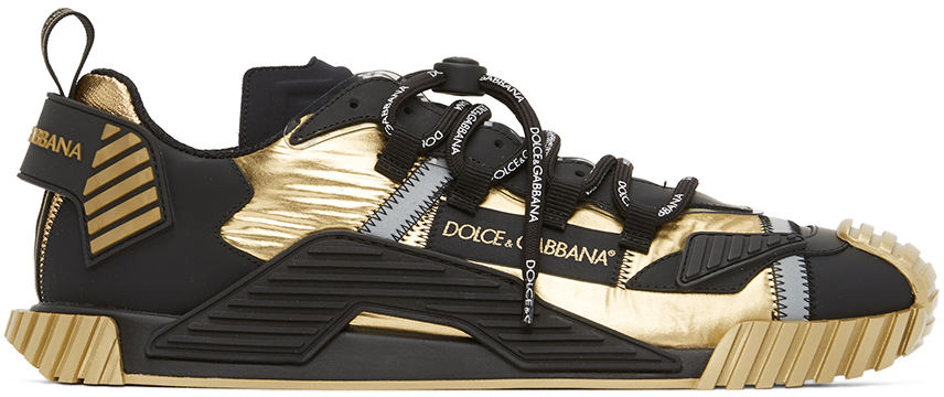 dolce and gabbana gold and black shoes