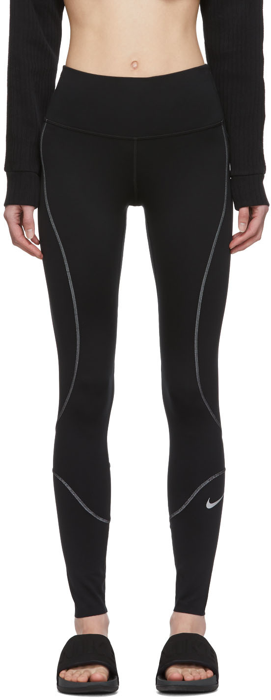 nike black leggings with white stripes