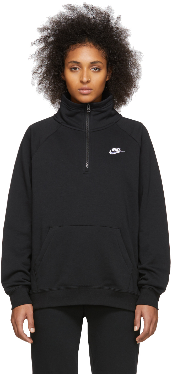 Nike: Black NSW Essentials Zip Pullover | SSENSE