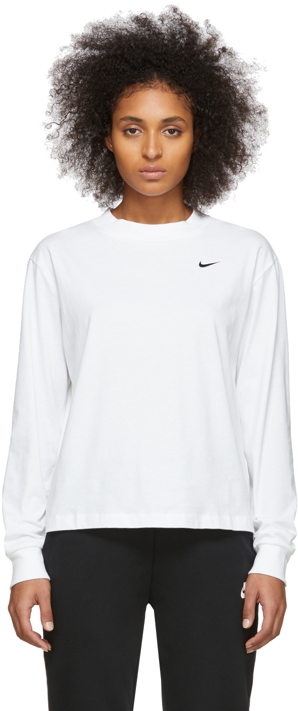 Nike: White NSW Essentials Long Sleeve T-Shirt | SSENSE