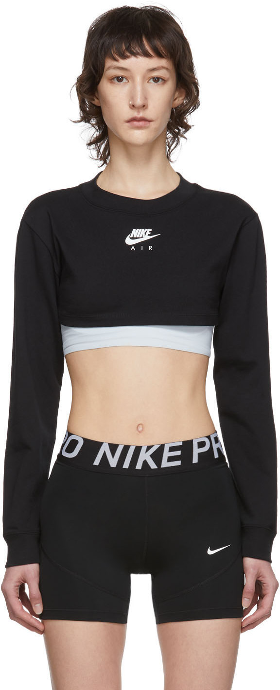 nike black long sleeve crop top