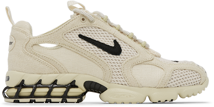 nike beige stussy edition air zoom spiridon sneakers