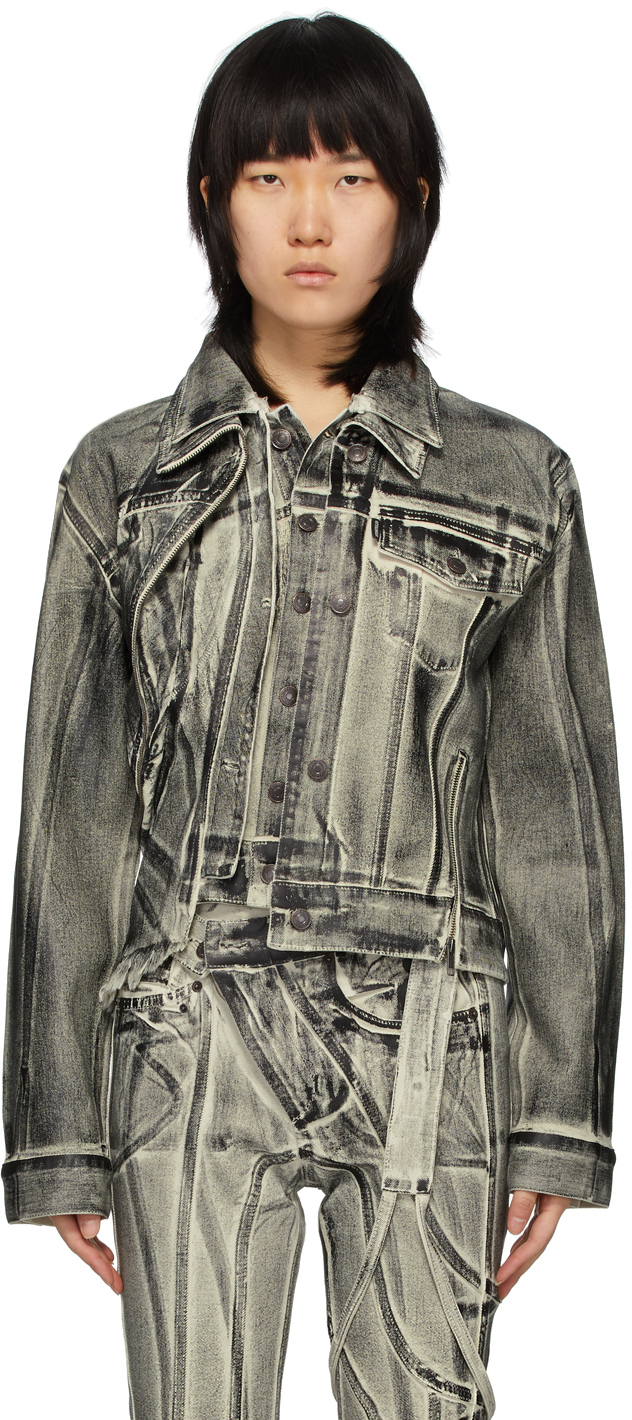 black denim jacket white collar