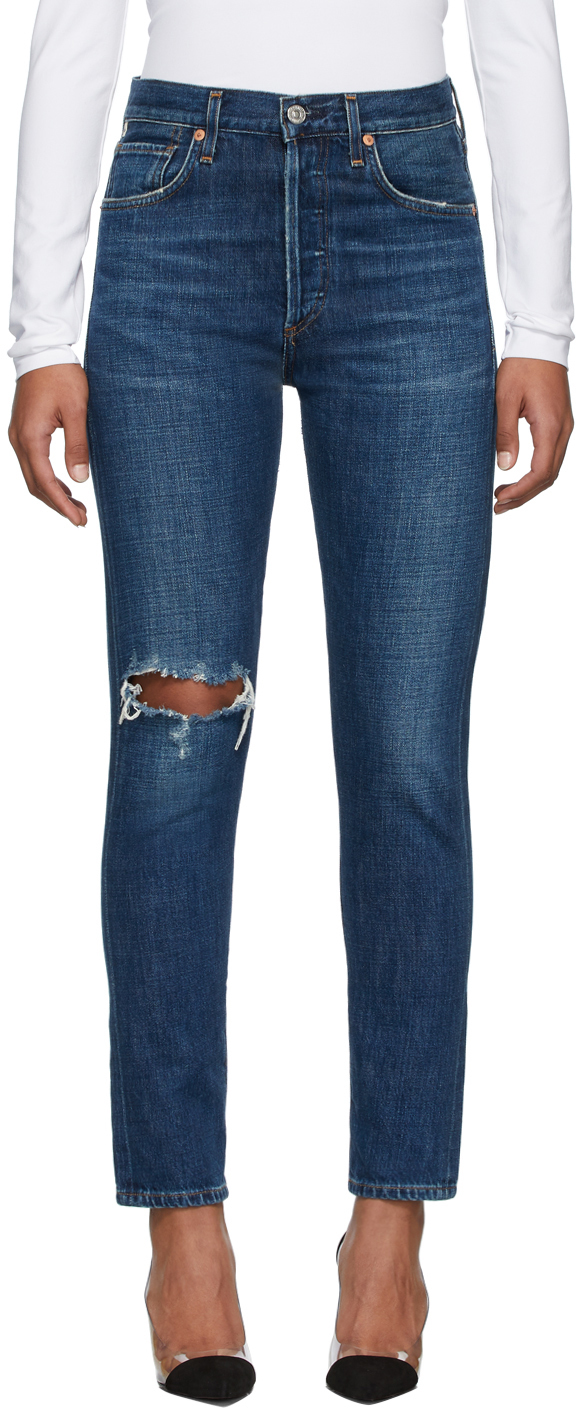 Blue Liya High Rise Classic Jeans By Citizens Of Humanity On Sale