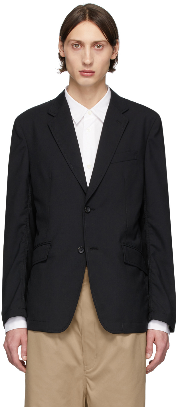 Comme des Garçons Homme: Black Tropical Wool Blazer | SSENSE