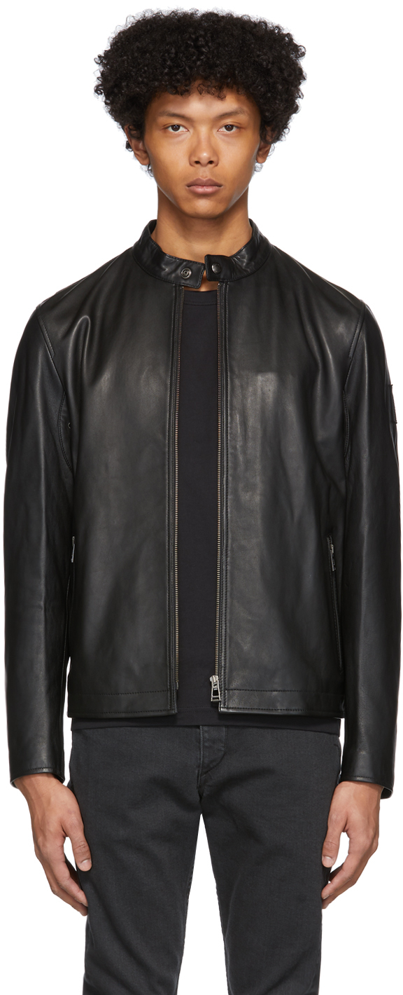 Belstaff: Black Leather Reeve Jacket | SSENSE Canada