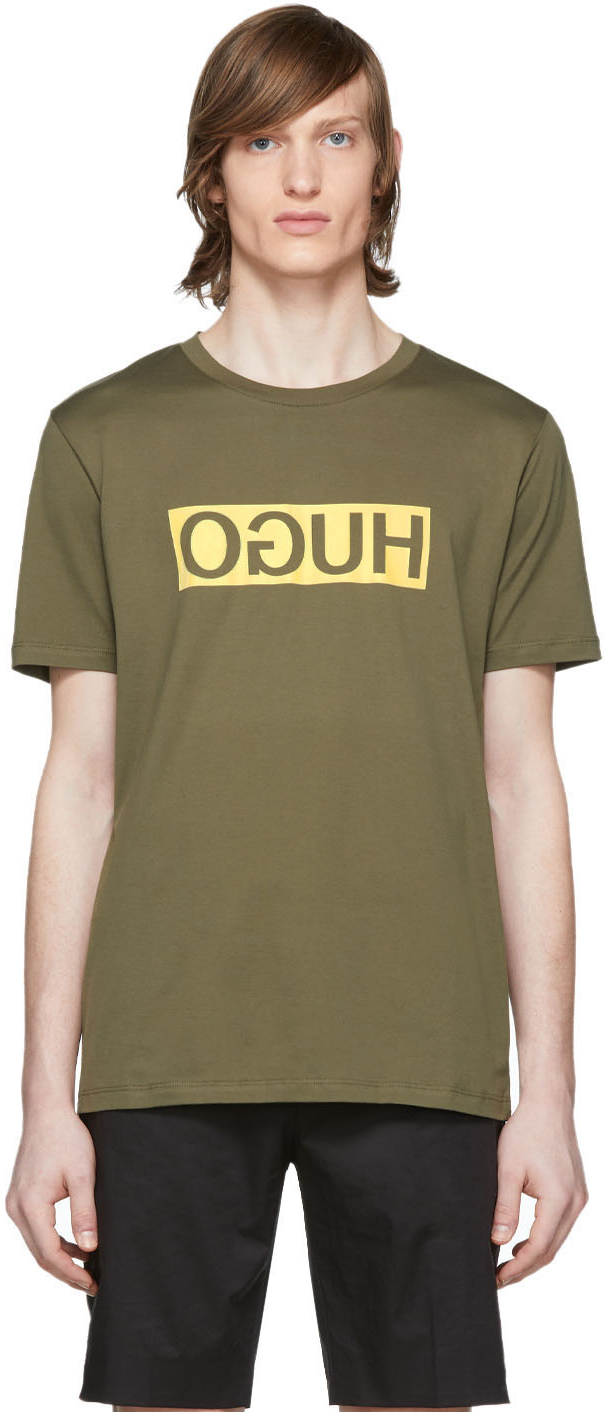 Hugo: Khaki Logo Dicagolino T-Shirt | SSENSE