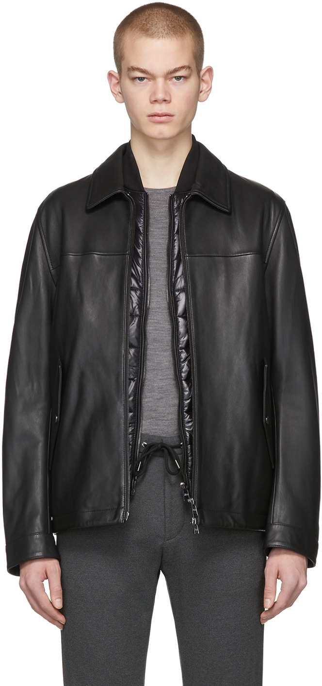 boss black leather jacket