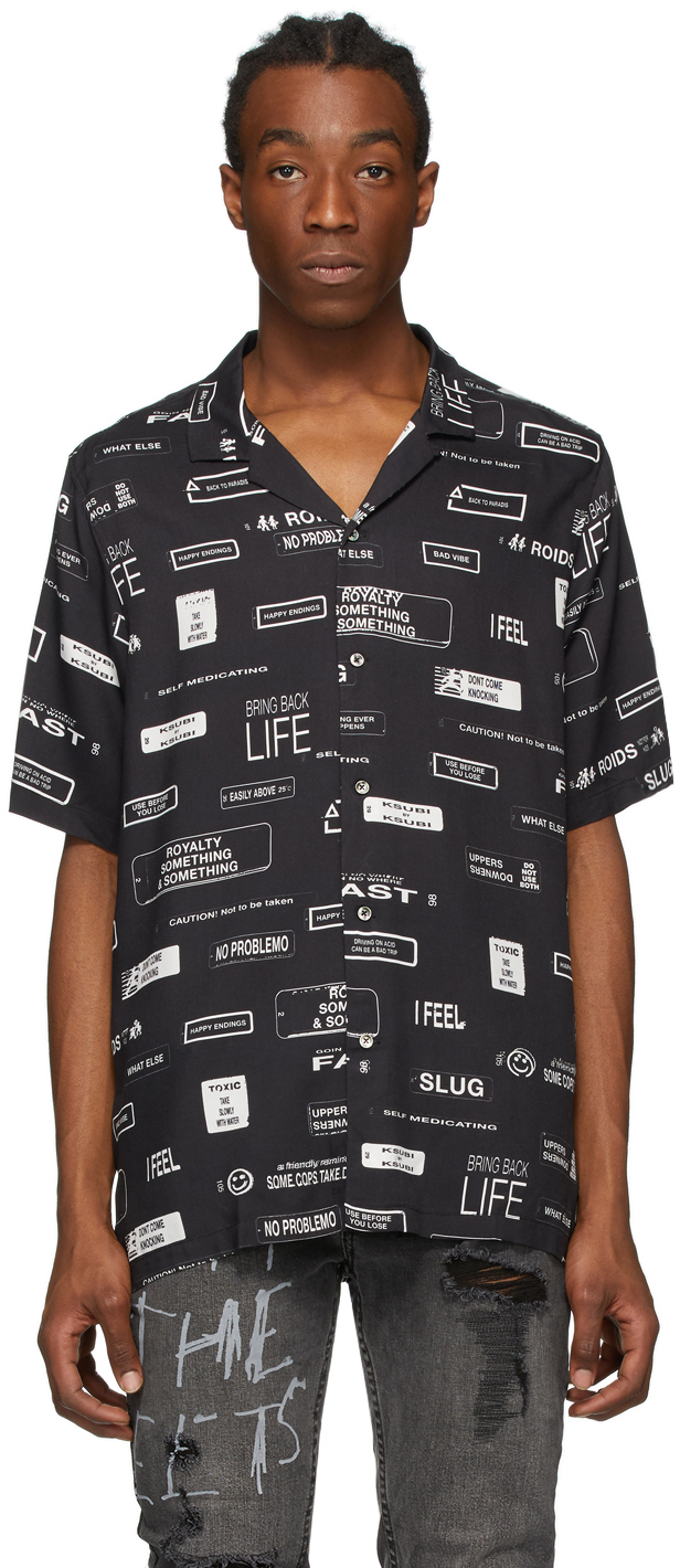 Ksubi: Black 'You Have Been Warned' Short Sleeve Shirt | SSENSE