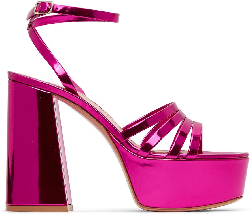 Gianvito Rossi: Pink Angelica Heeled Sandals | SSENSE