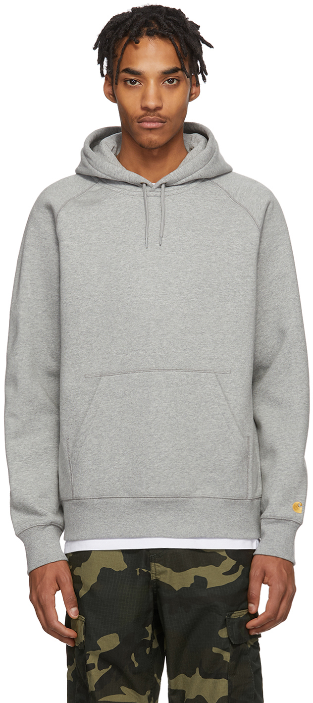 Carhartt Work In Progress: Grey Heather Chase Hoodie | SSENSE