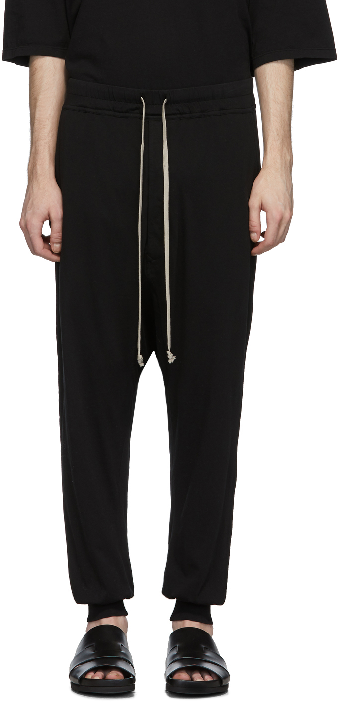 Rick Owens Drkshdw: Black Prisoner Drawstring Lounge Pants | SSENSE