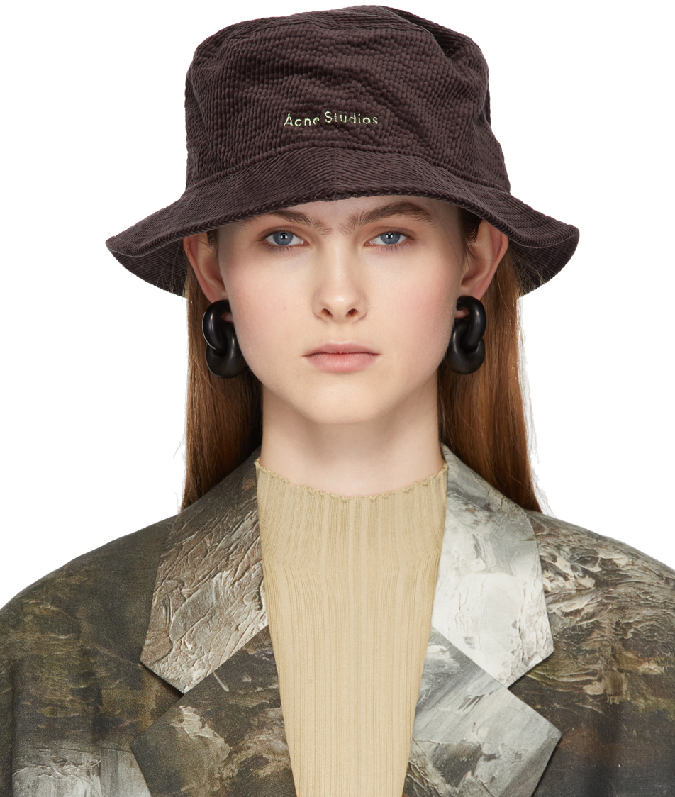 Acne Studios: Brown Corduroy Bucket Hat | SSENSE UK