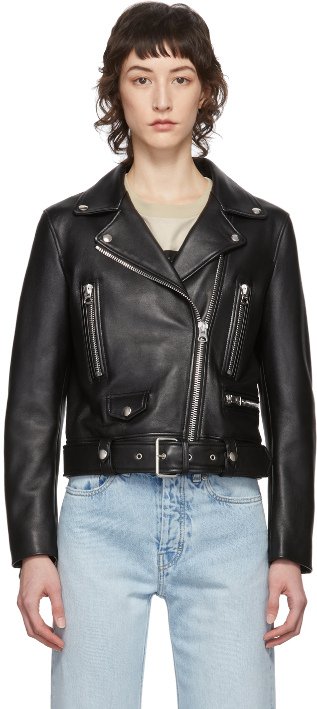 Acne Studios Black Leather Cropped Jacket 201129F064045