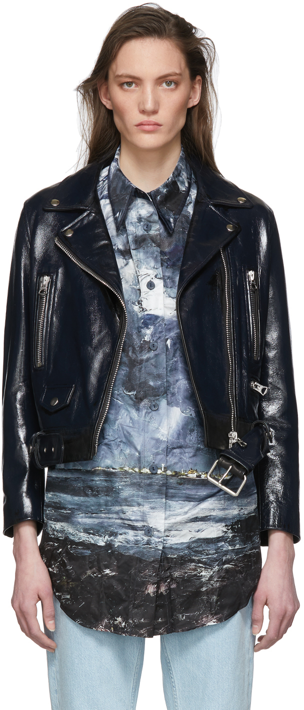 Acne Studios Black Leather Cropped Jacket